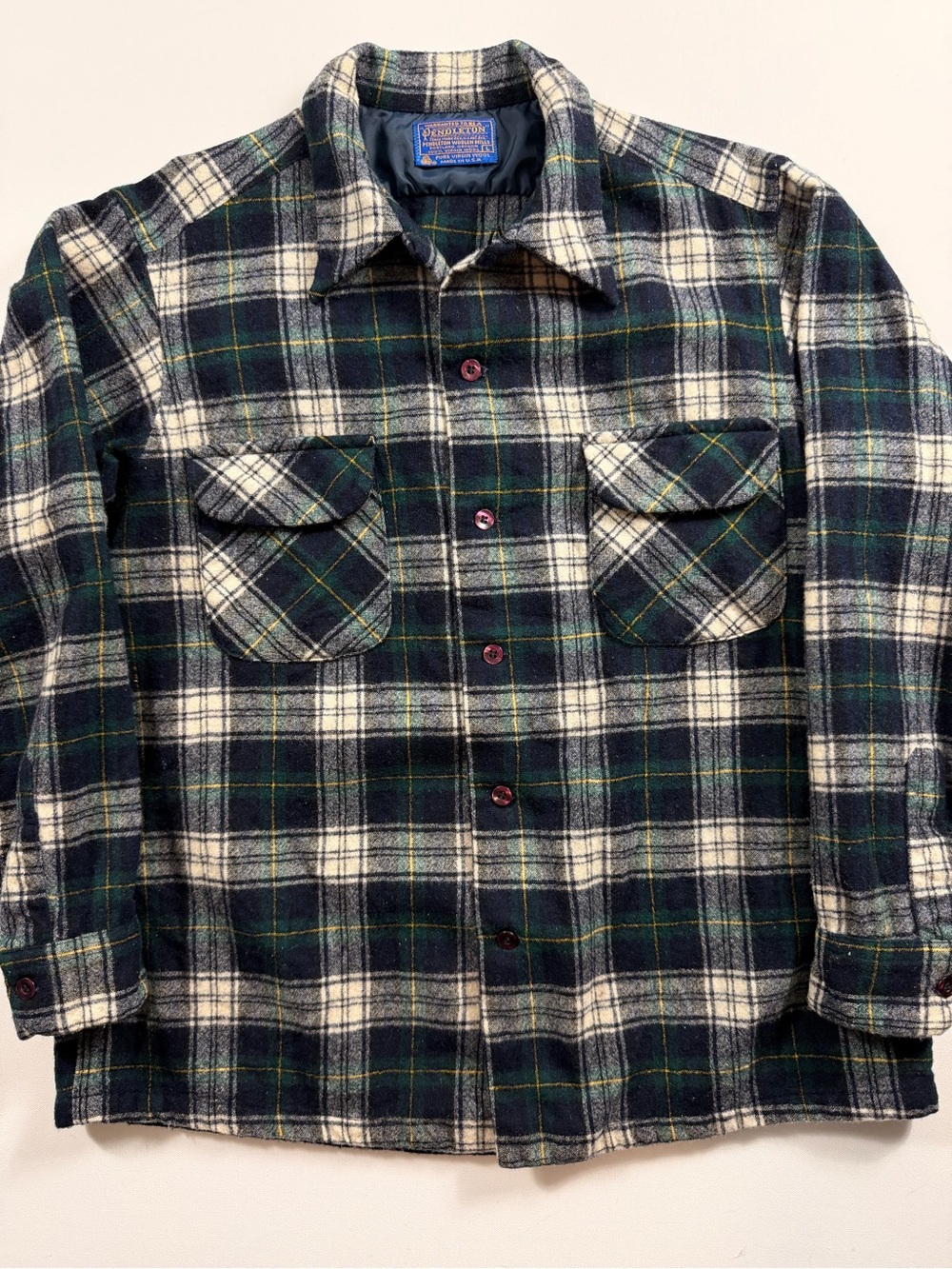 Vintage Pendleton Plaid Shirt Jacket L USA 100% Virgin Wool Cabincore Gorpcore